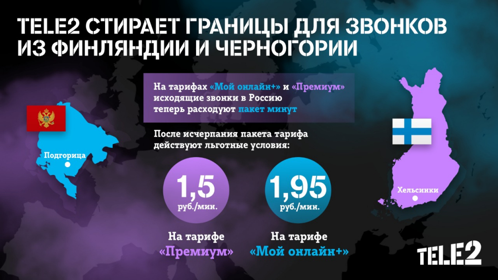 Tele2 стирает границы для звонков из Финляндии и Черногории Tele2 стирает границы для звонков из Финляндии и Черногории